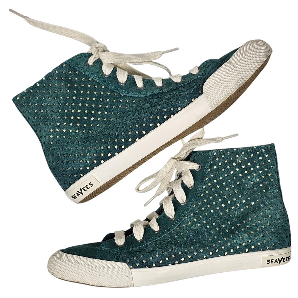 SeaVees Army Issue High Celestial High Top Sneaker Bottle Green Suede Women's 8